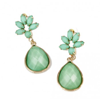 Cerys Mint Floral Stone Earrings